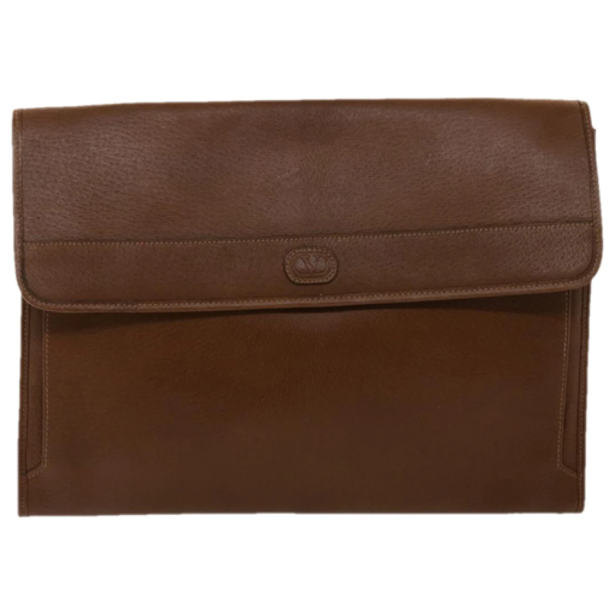 Pre-owned Valentino Garavani Leather Clutch Bag In Brown