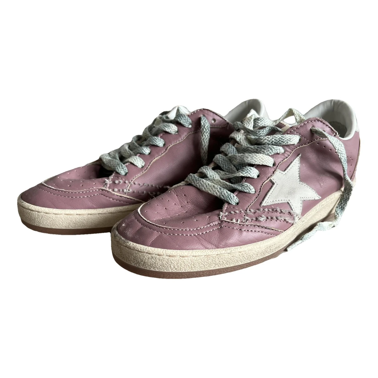 Pre-owned Golden Goose Ball Star Leather Trainers In Pink