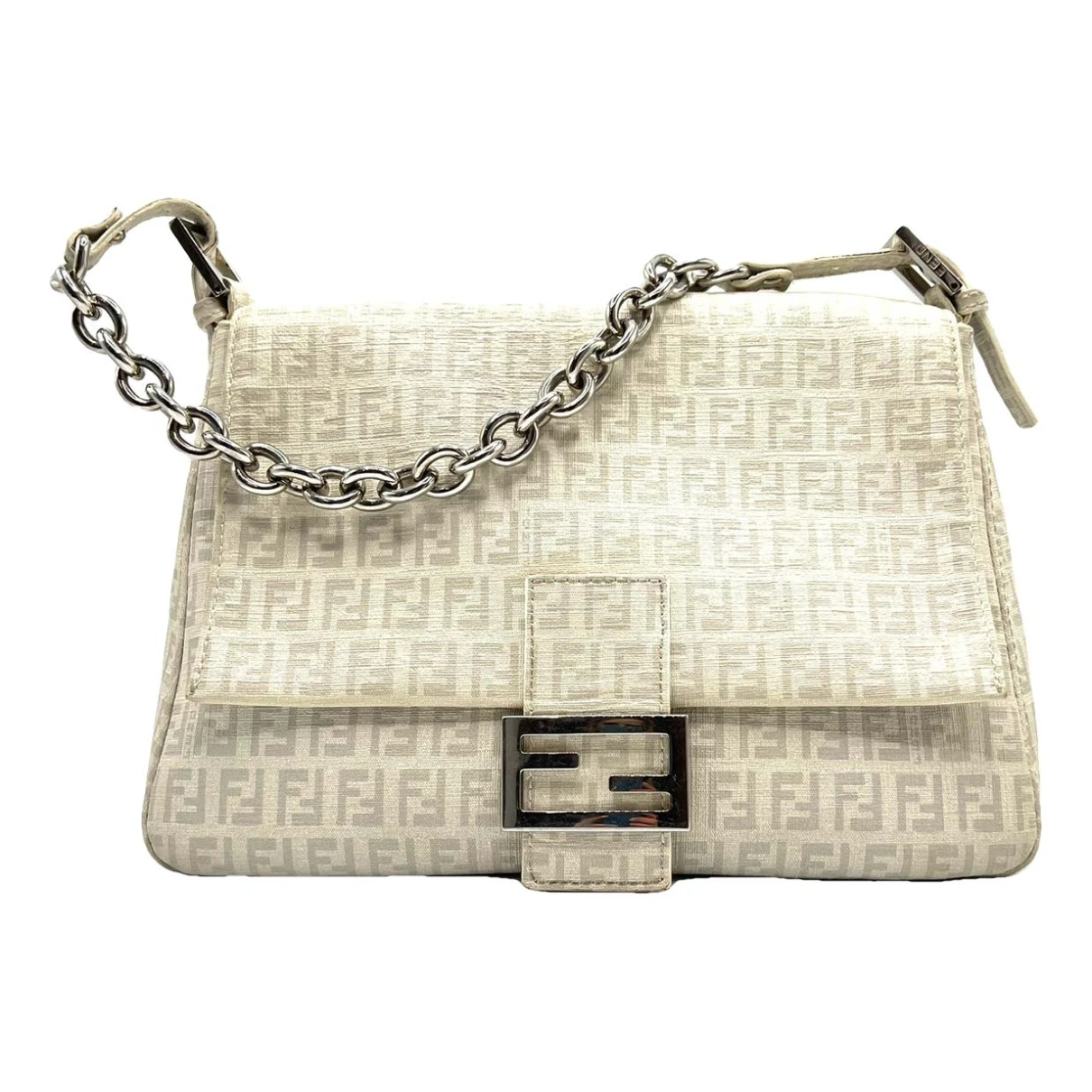 Pre-owned Fendi Mamma Baguette Cloth Handbag In White