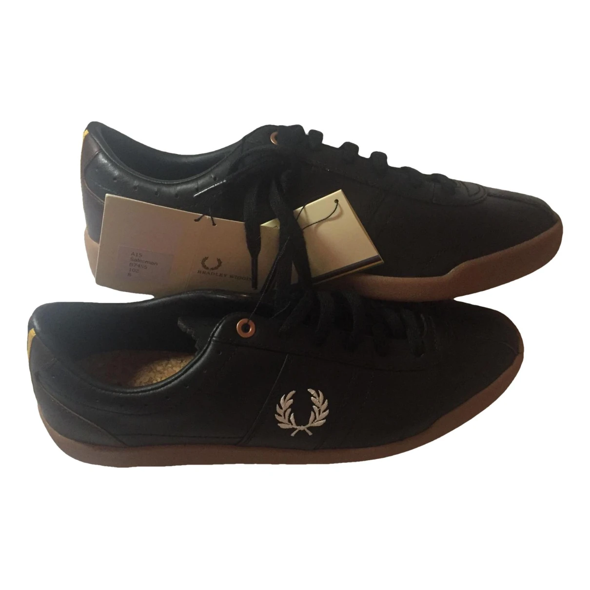 Pre-owned Fred Perry Leather Low Trainers In Black