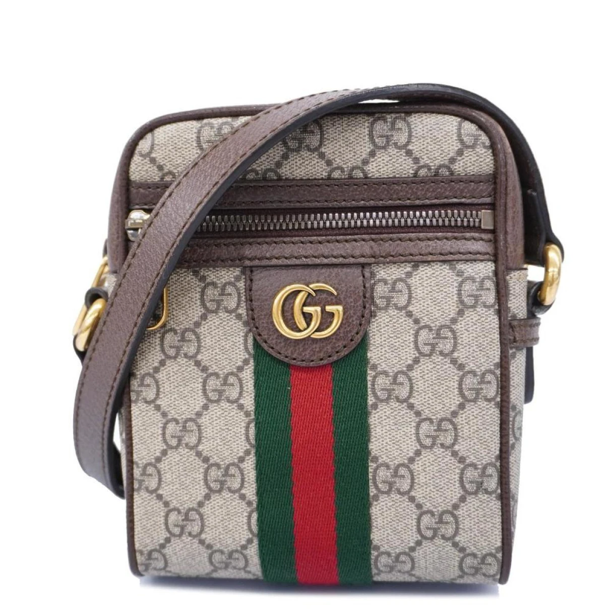 Pre-owned Gucci Ophidia Cloth Handbag In Brown