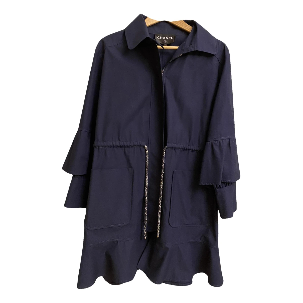 Pre-owned Chanel Trench Coat In Blue