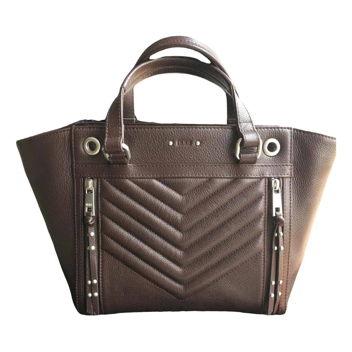Pre-owned Ikks Leather Handbag In Burgundy
