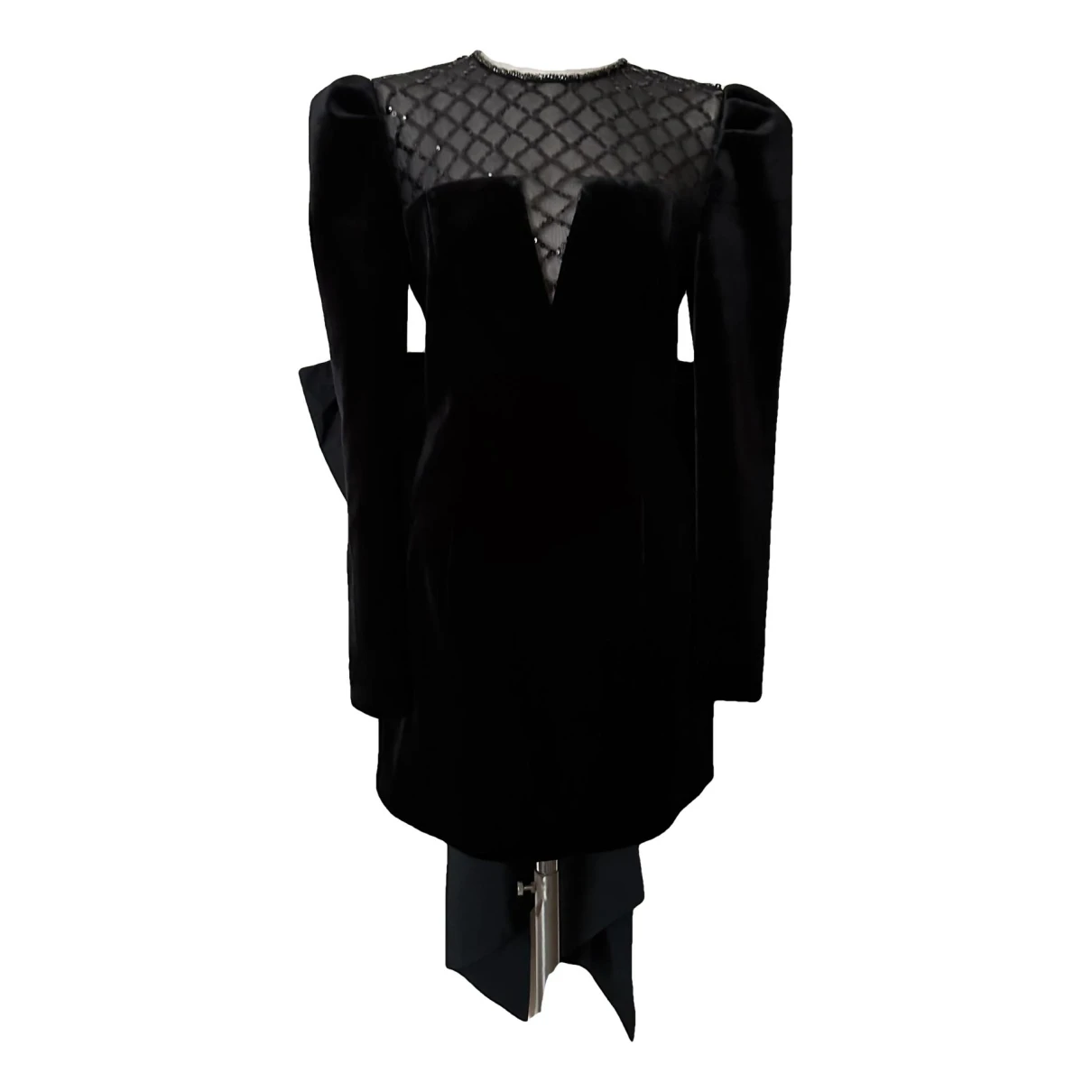 Pre-owned Rebecca Vallance Velvet Mini Dress In Black