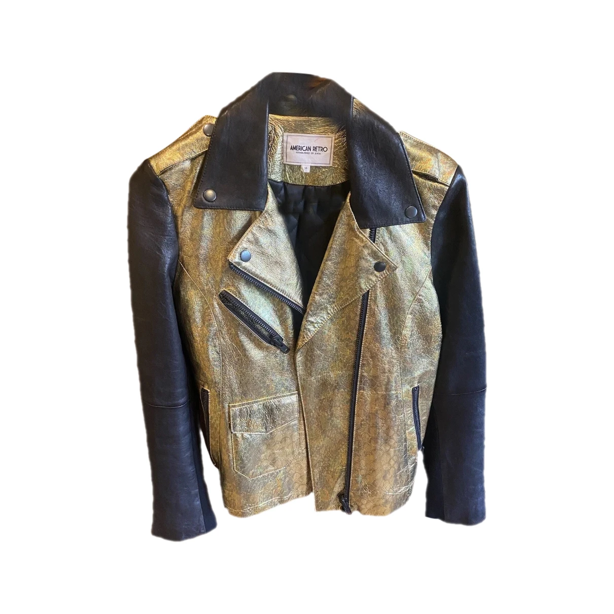 Pre-owned American Retro Leather Jacket In Black