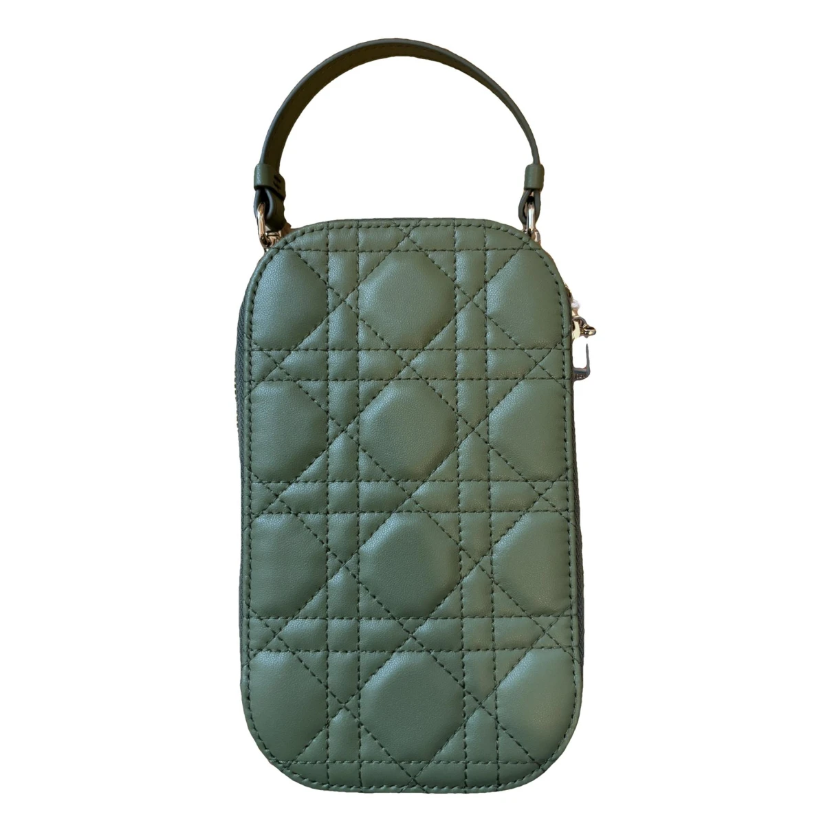 Pre-owned Dior Leather Clutch Bag In Green