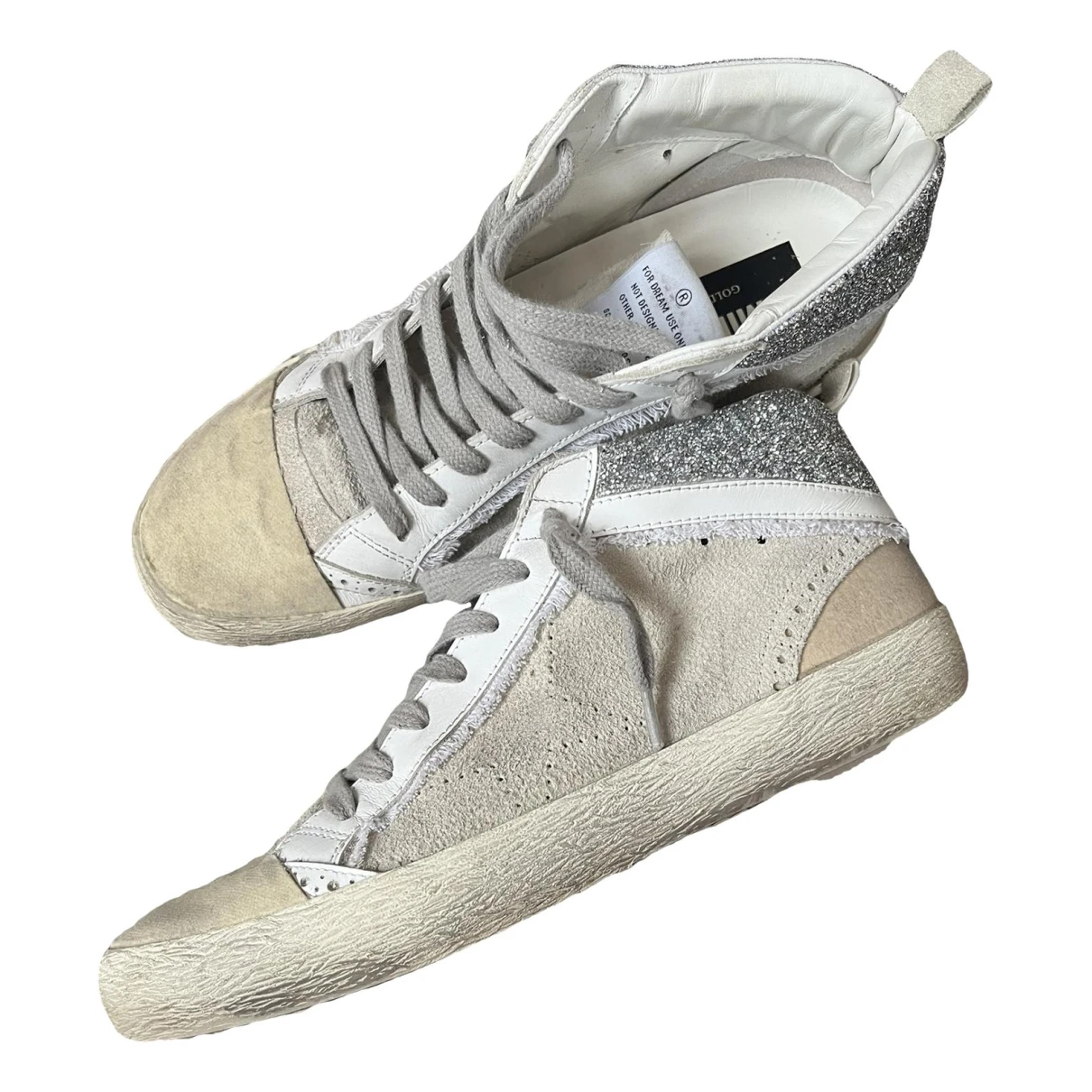 Pre-owned Golden Goose Mid Star Leather Trainers In Beige