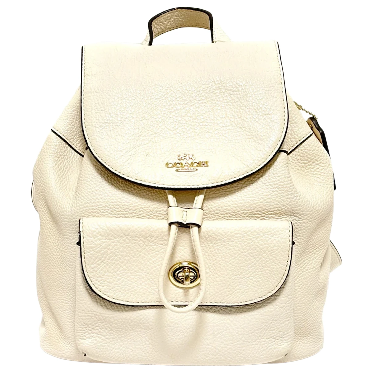 Pre-owned Coach Leather Backpack In Ecru