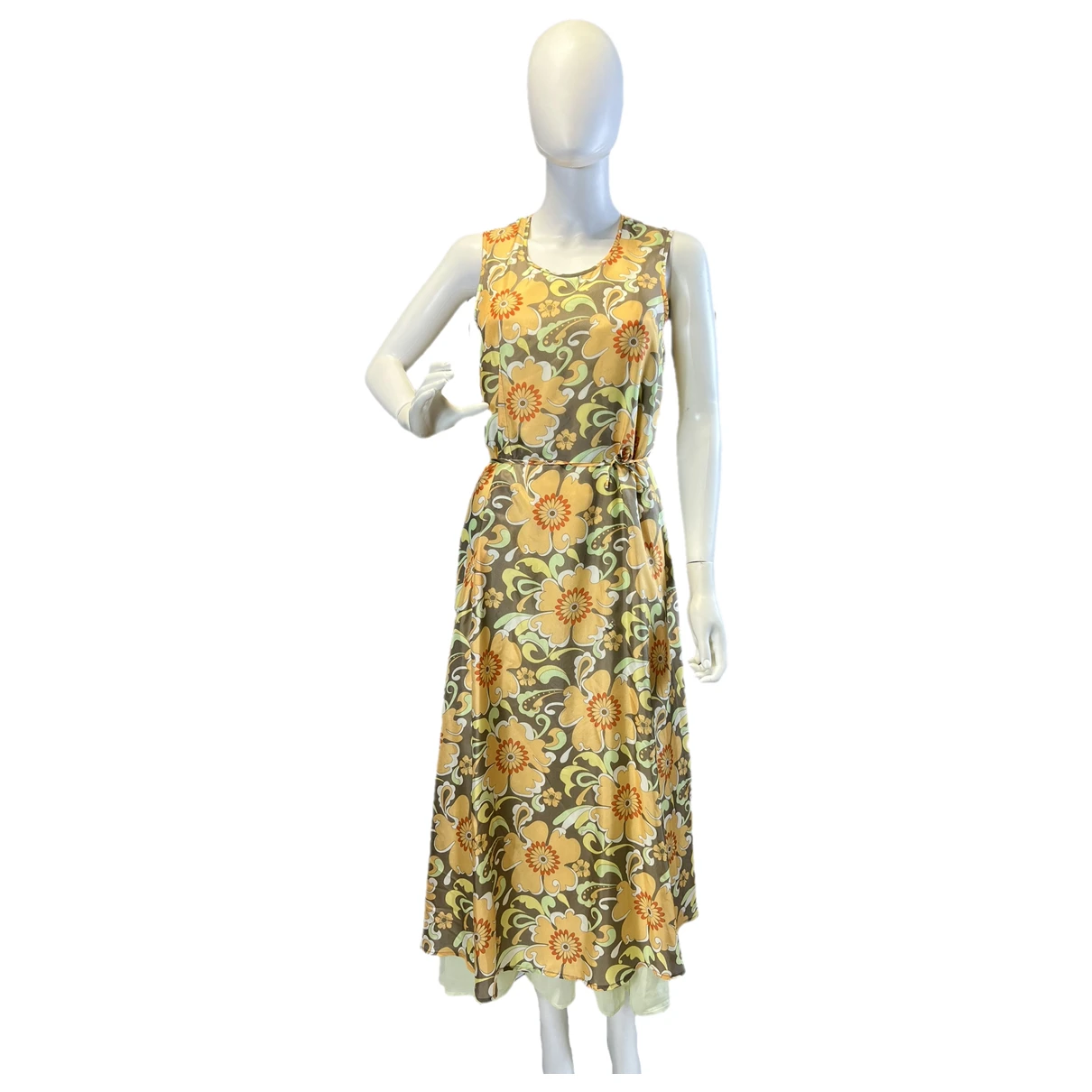 Pre-owned Max Mara Silk Mid-length Dress In Multicolour