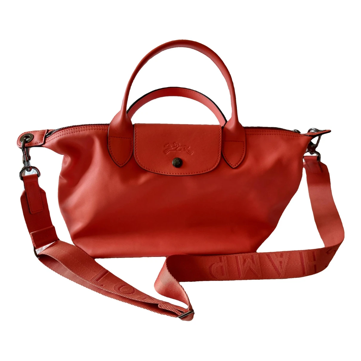 Pre-owned Longchamp Leather Tote In Orange