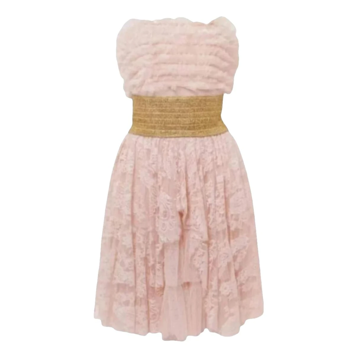 Pre-owned Manoush Lace Mid-length Dress In Pink