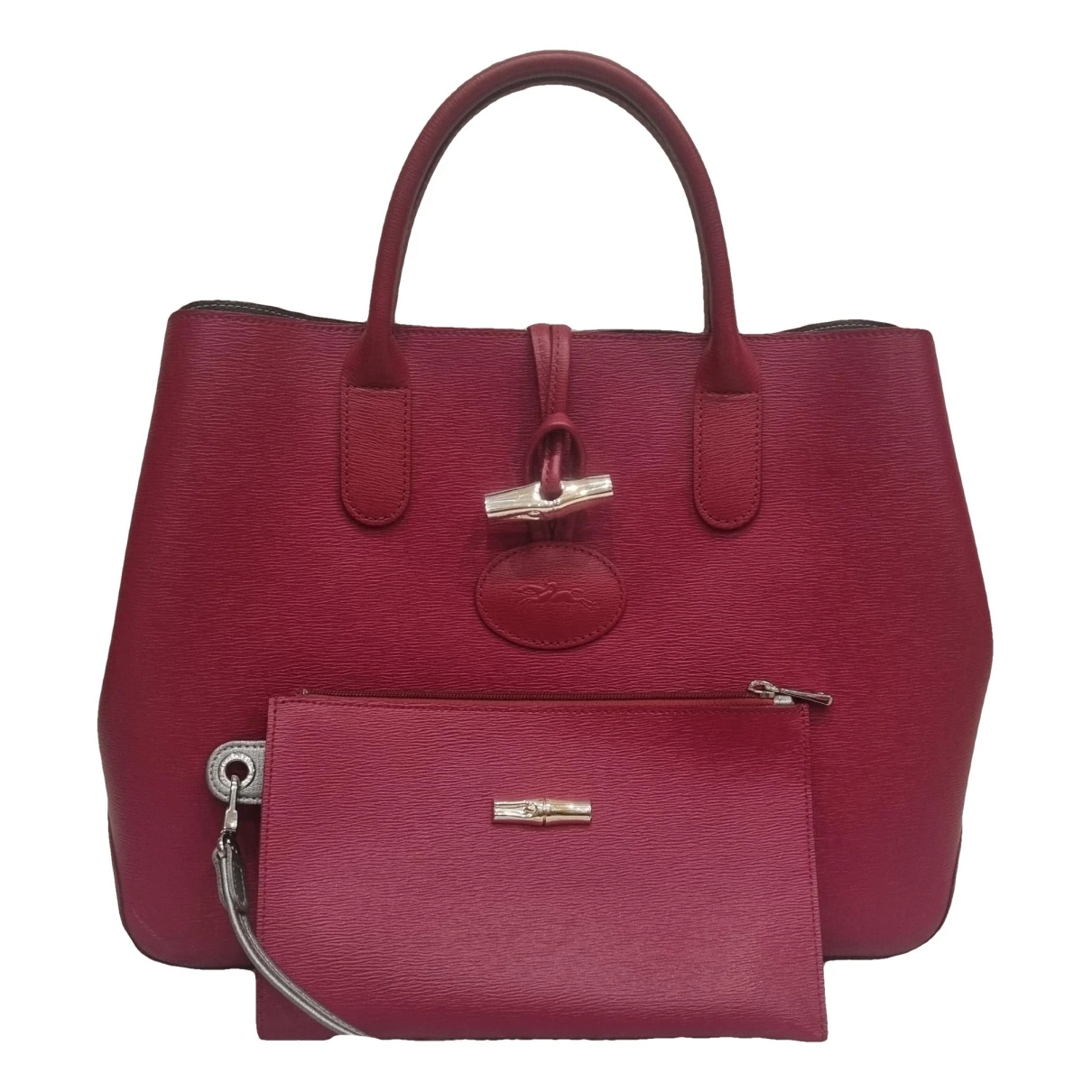 Pre-owned Longchamp Roseau Leather Handbag In Red