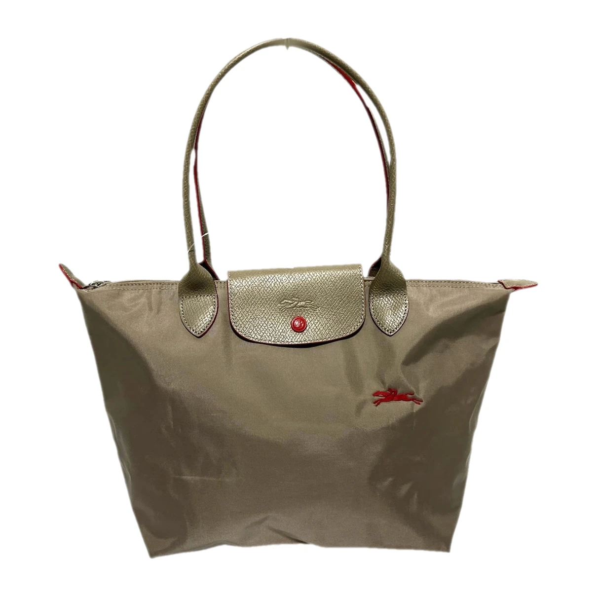Pre-owned Longchamp Pliage Handbag In Beige