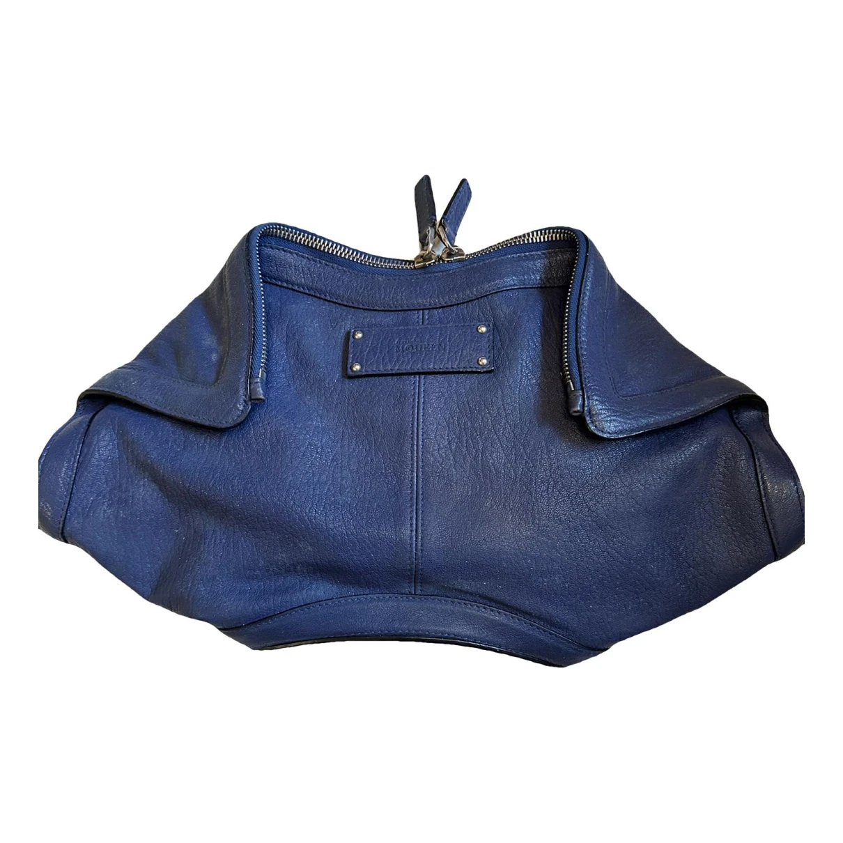 Pre-owned Alexander Mcqueen Manta Leather Clutch Bag In Blue