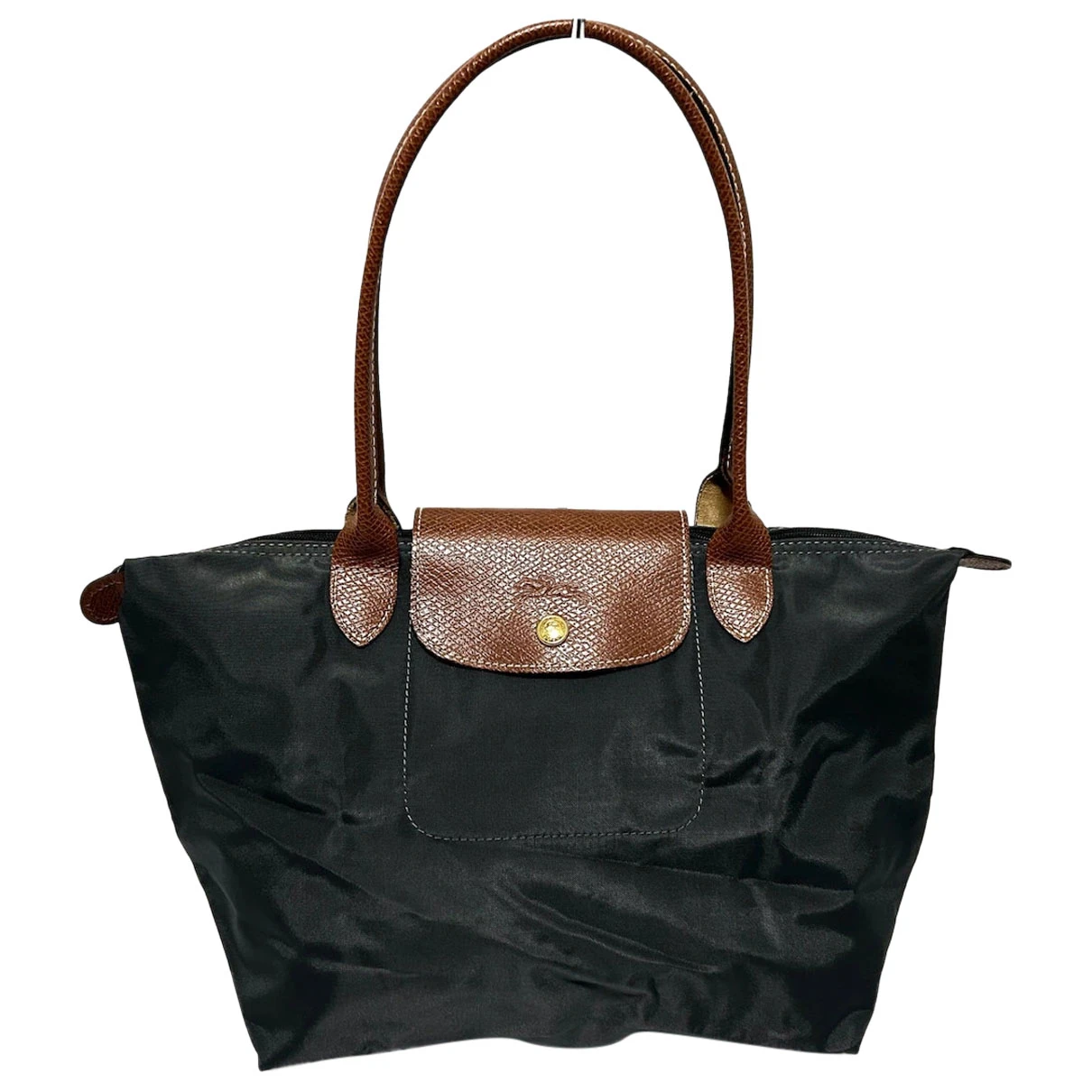 Pre-owned Longchamp Pliage Handbag In Grey