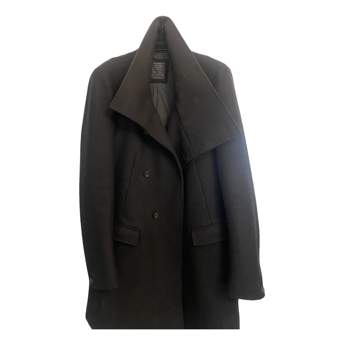 Pre-owned Allsaints Wool Coat In Black