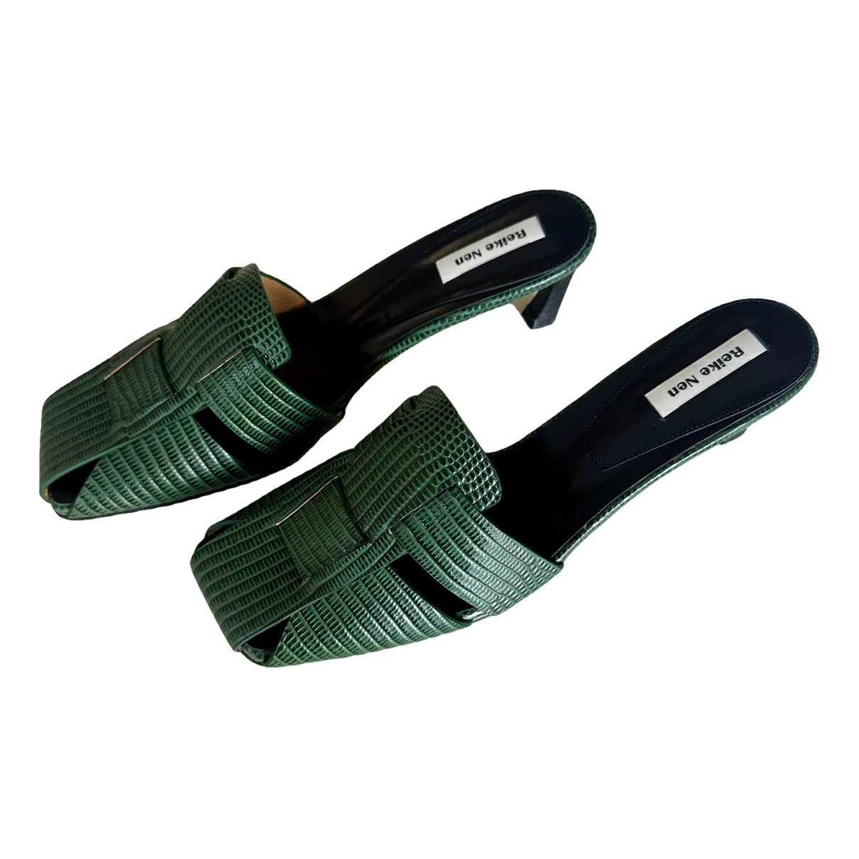 Pre-owned Reike Nen Leather Mules & Clogs In Green