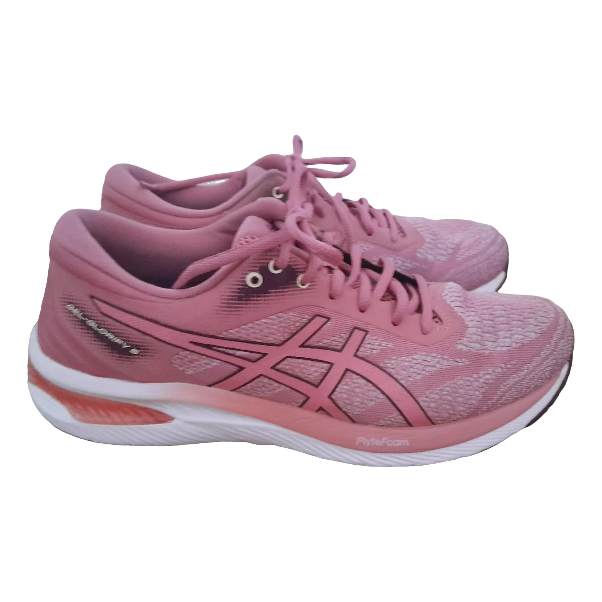 Pre-owned Asics Cloth Trainers In Pink