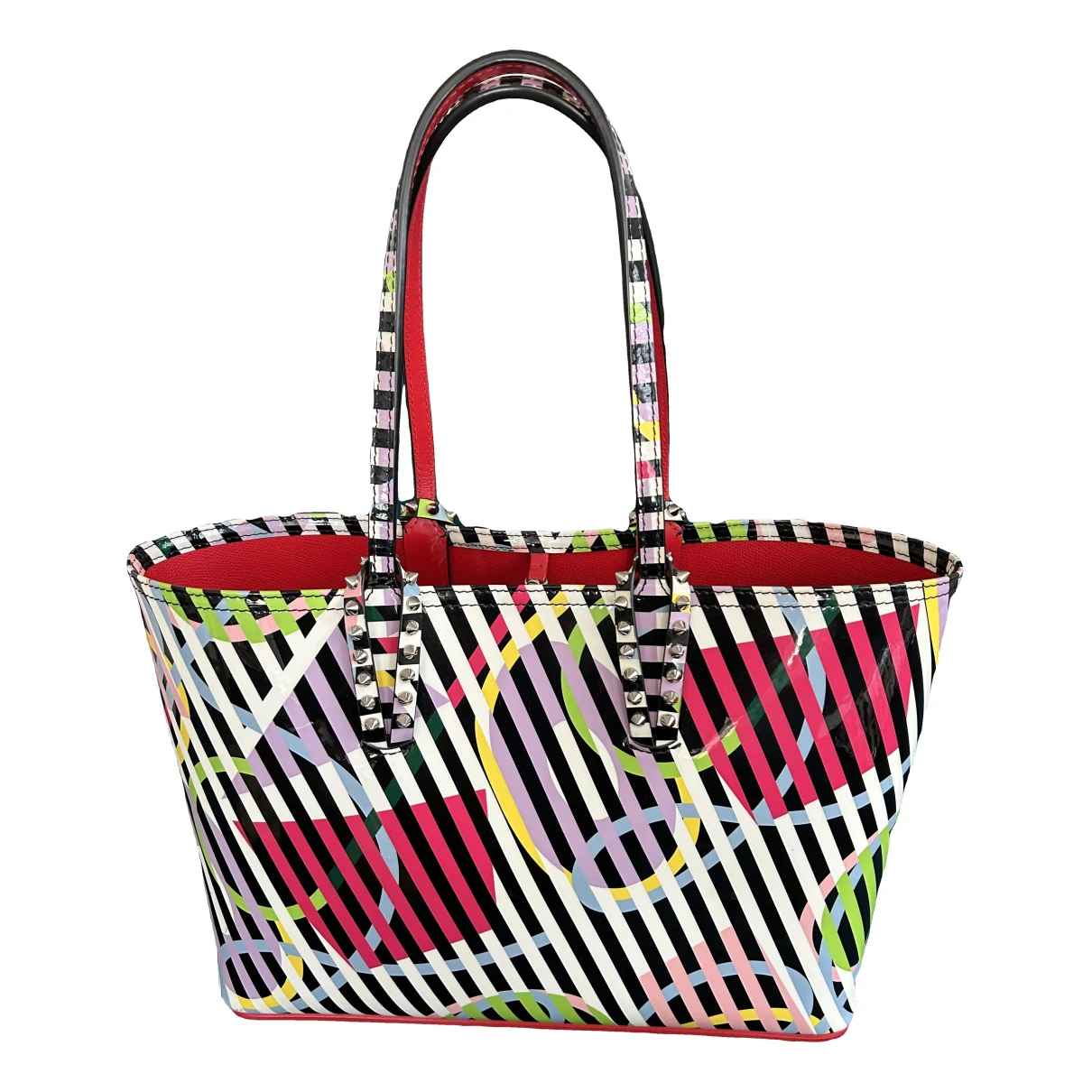 Pre-owned Christian Louboutin Cabata Patent Leather Tote In Multicolour
