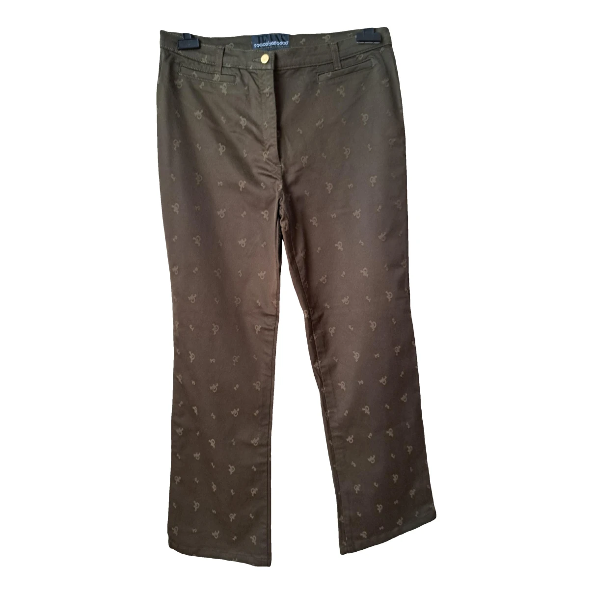 Pre-owned Roccobarocco Straight Pants In Khaki