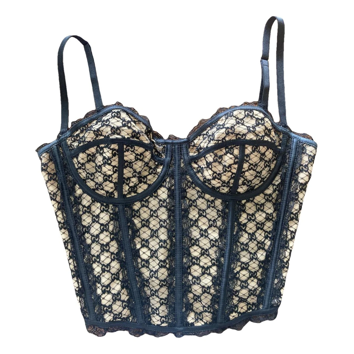 Pre-owned Gucci Lace Corset In Black