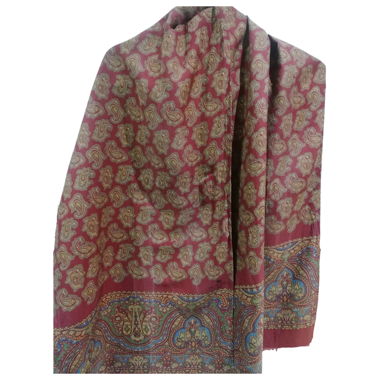 Pre-owned Etro Silk Scarf & Pocket Square In Burgundy