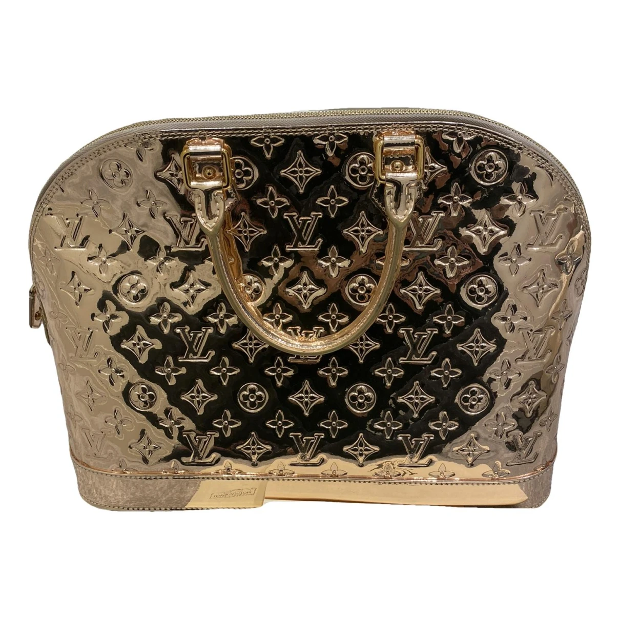 Pre-owned Louis Vuitton Alma Patent Leather Handbag In Gold