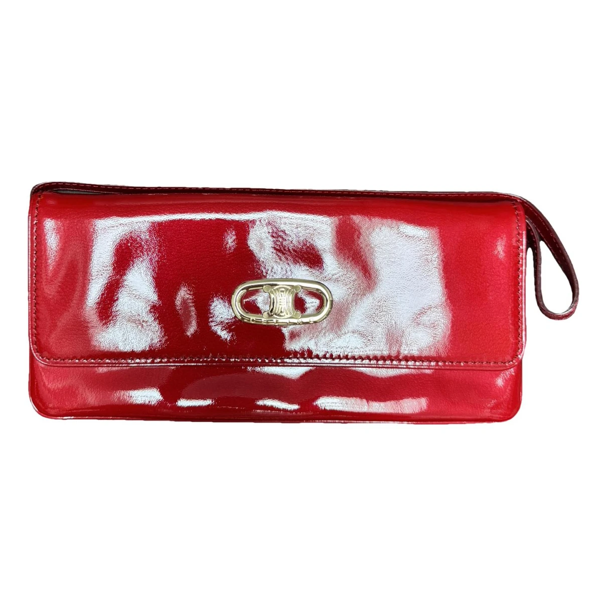 Pre-owned Celine Patent Leather Clutch Bag In Red