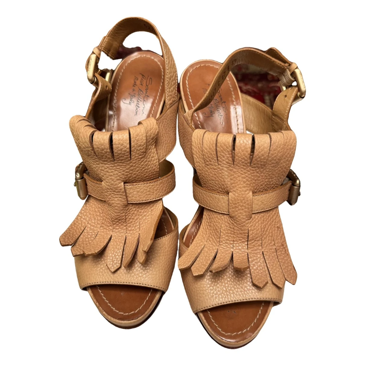 Pre-owned Santoni Leather Heels In Beige