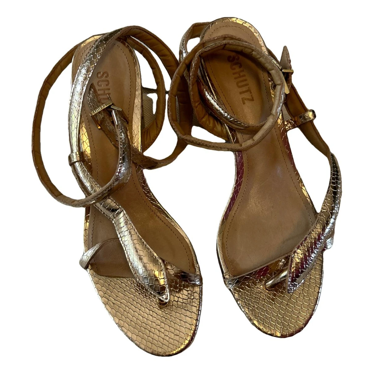 Pre-owned Schutz Leather Sandal In Gold