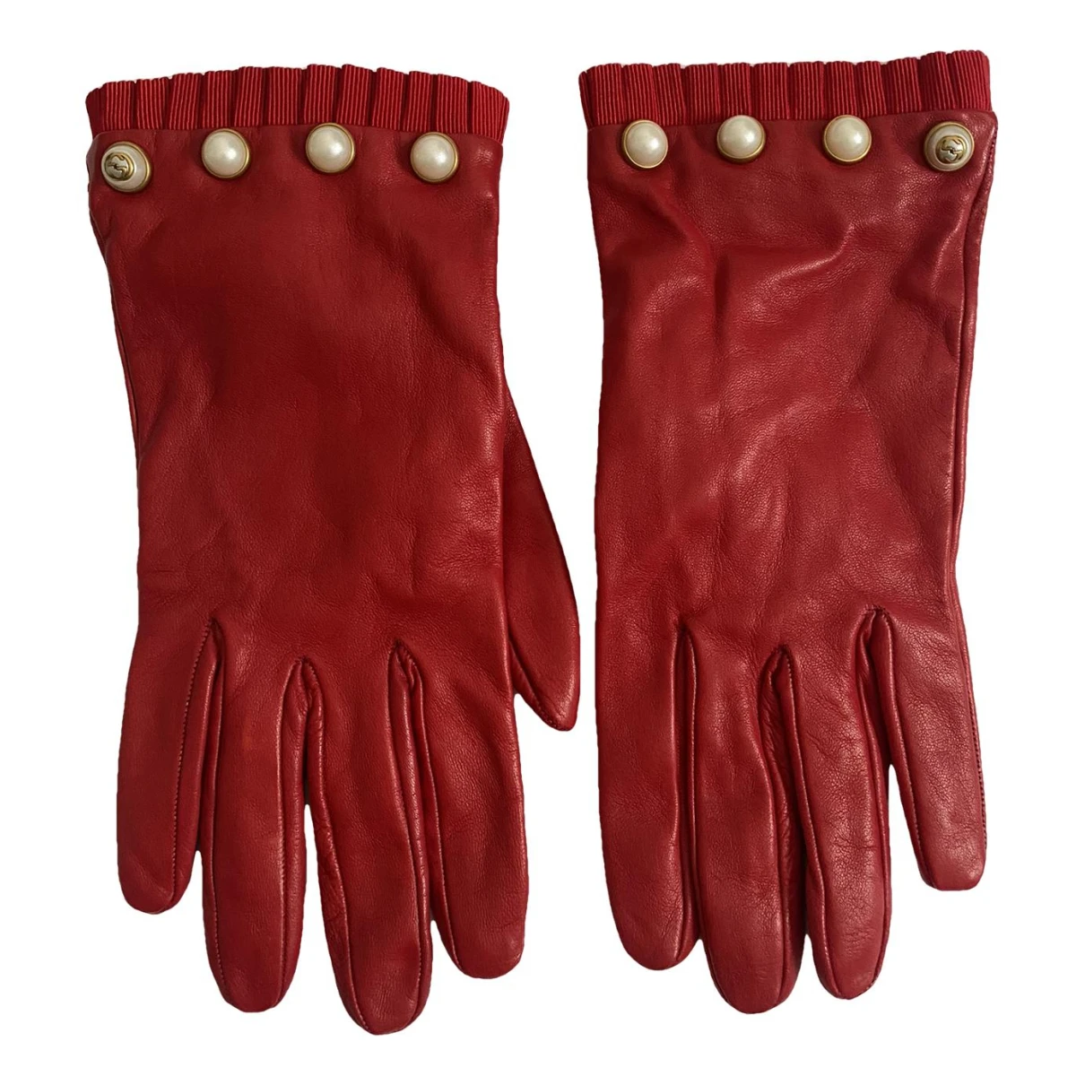 Pre-owned Gucci Leather Gloves In Red