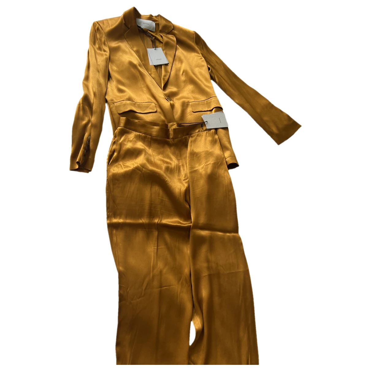 Pre-owned Asceno Silk Trousers In Gold