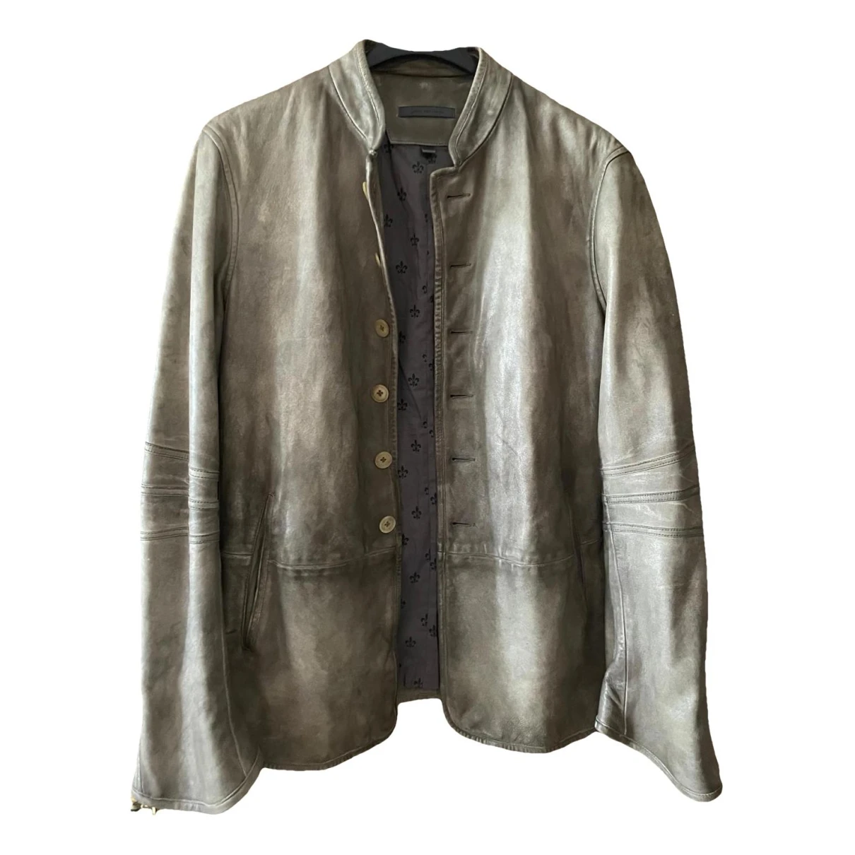 Pre-owned John Varvatos Leather Vest In Beige