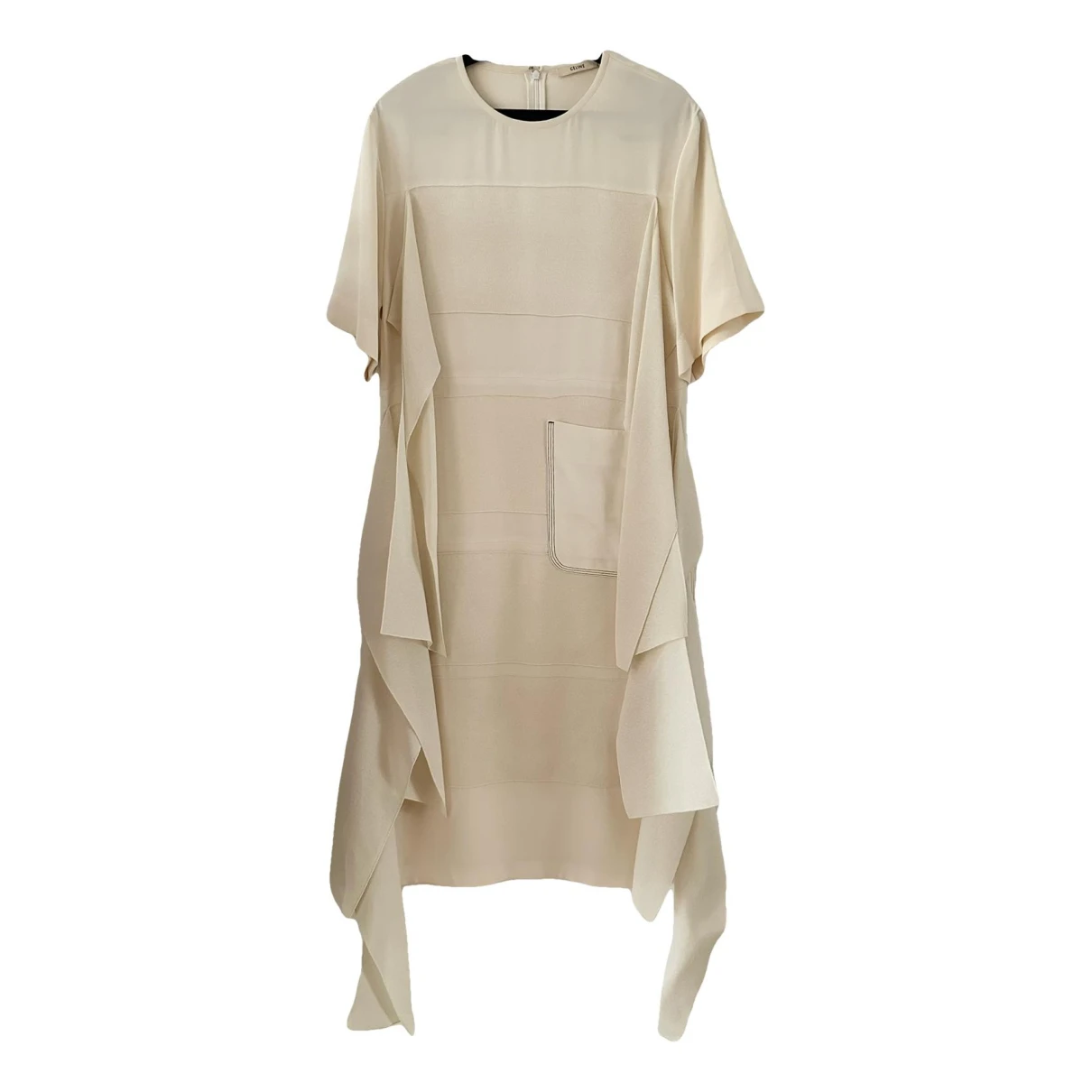 Pre-owned Celine Silk Mid-length Dress In Beige