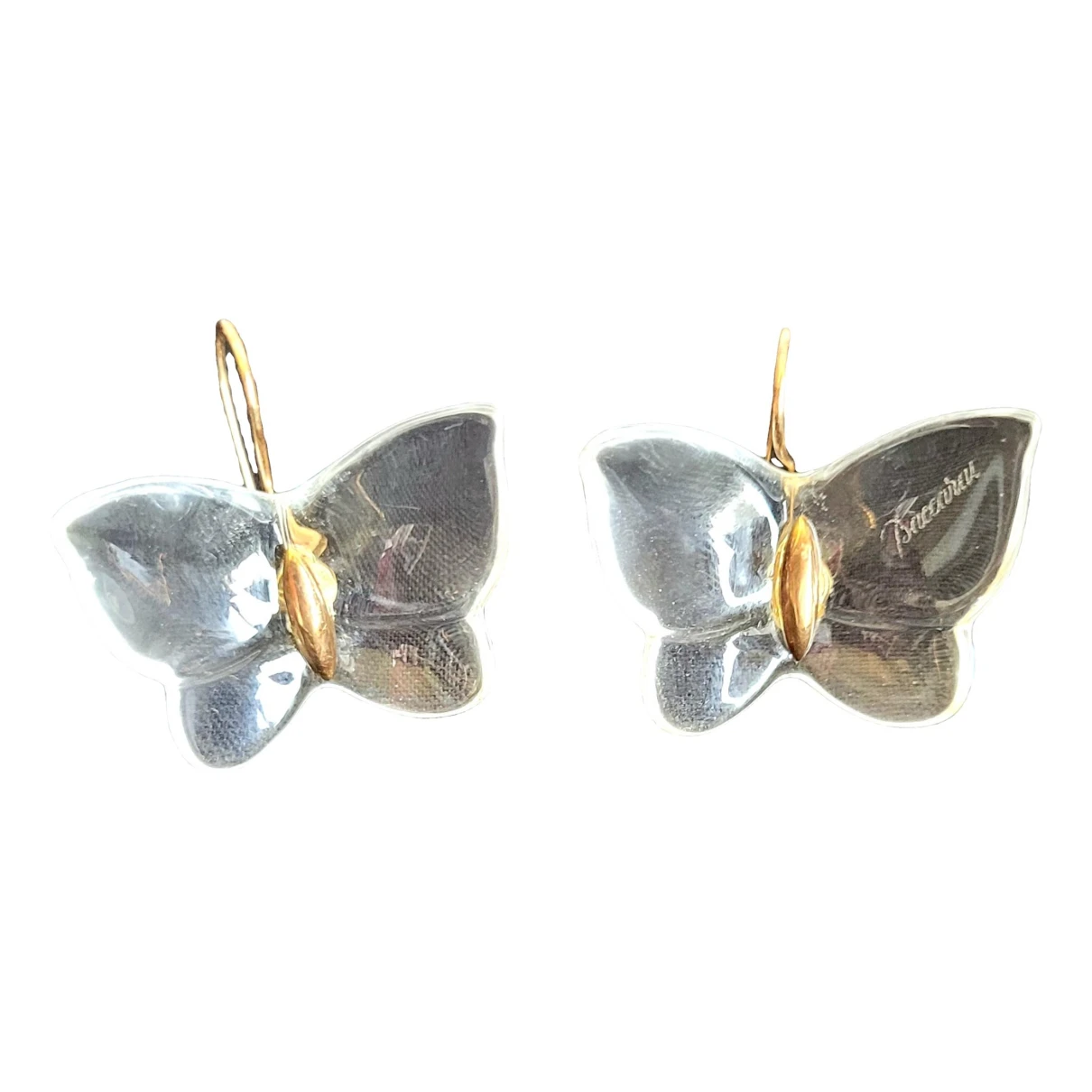 Pre-owned Baccarat Yellow Gold Earrings In White
