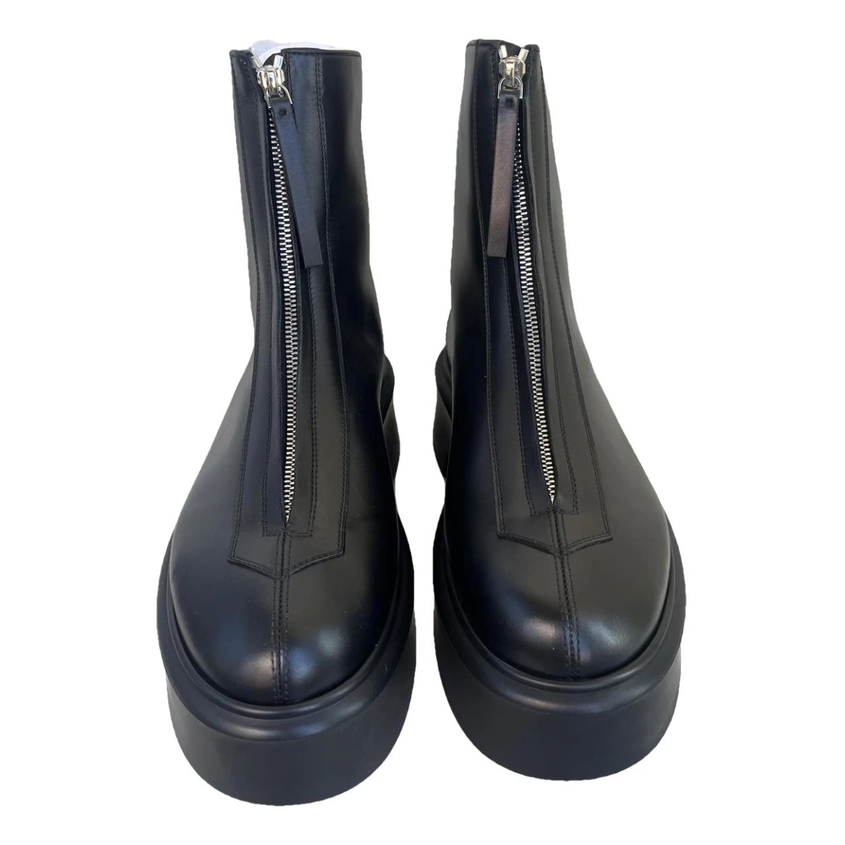 Pre-owned The Row Zipped 1 Leather Boots In Black