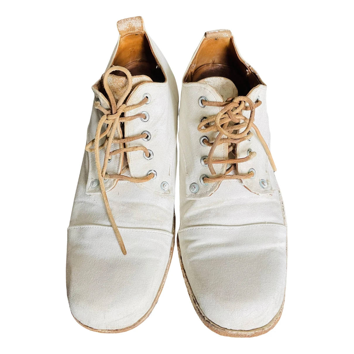 Pre-owned Paul Harnden Shoemakers Leather Lace Ups In White