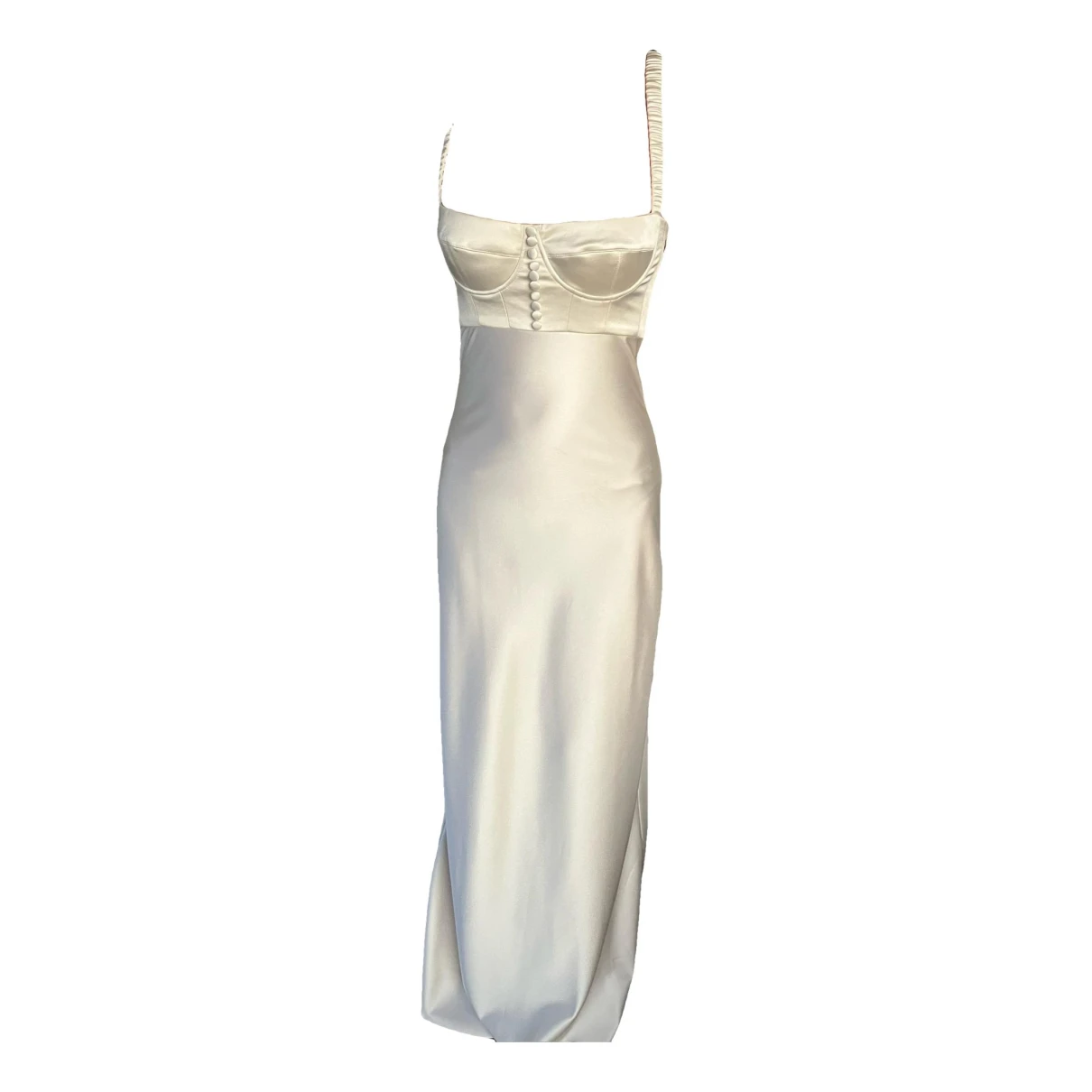Pre-owned Anna October Silk Maxi Dress In White