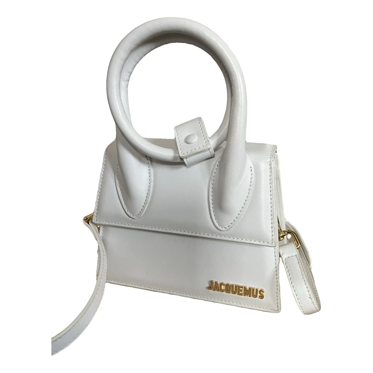 Pre-owned Jacquemus Le Chiquito Noeud Leather Handbag In White