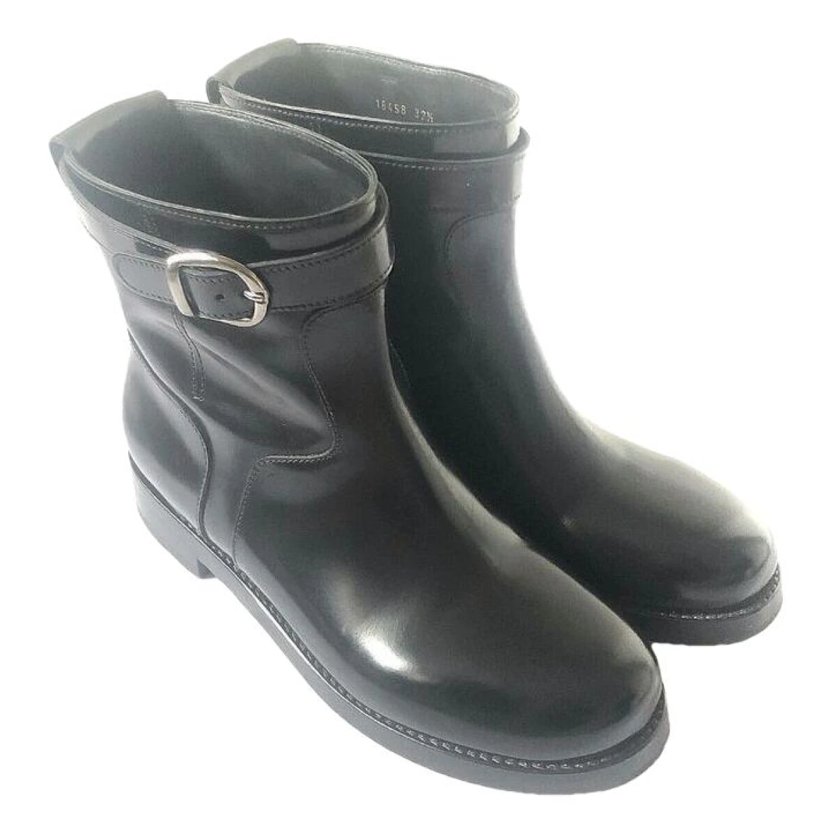 Pre-owned Dolce & Gabbana Patent Leather Biker Boots In Black