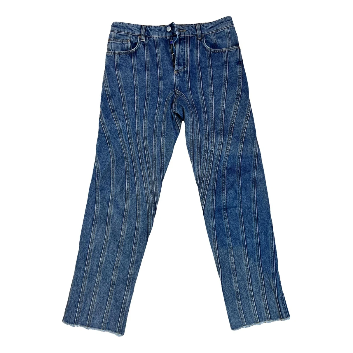 Pre-owned Mugler Straight Jeans In Blue