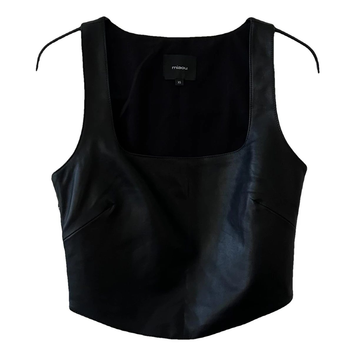Pre-owned Miaou Leather Top In Black
