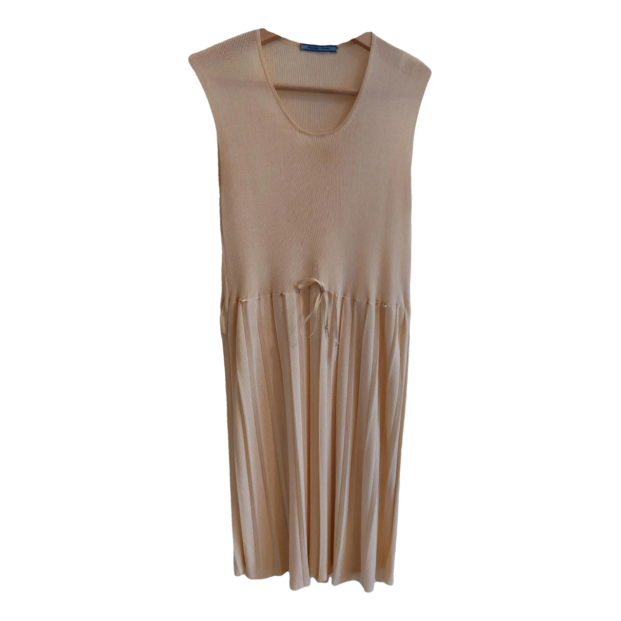 Pre-owned Prada Silk Mid-length Dress In Ecru