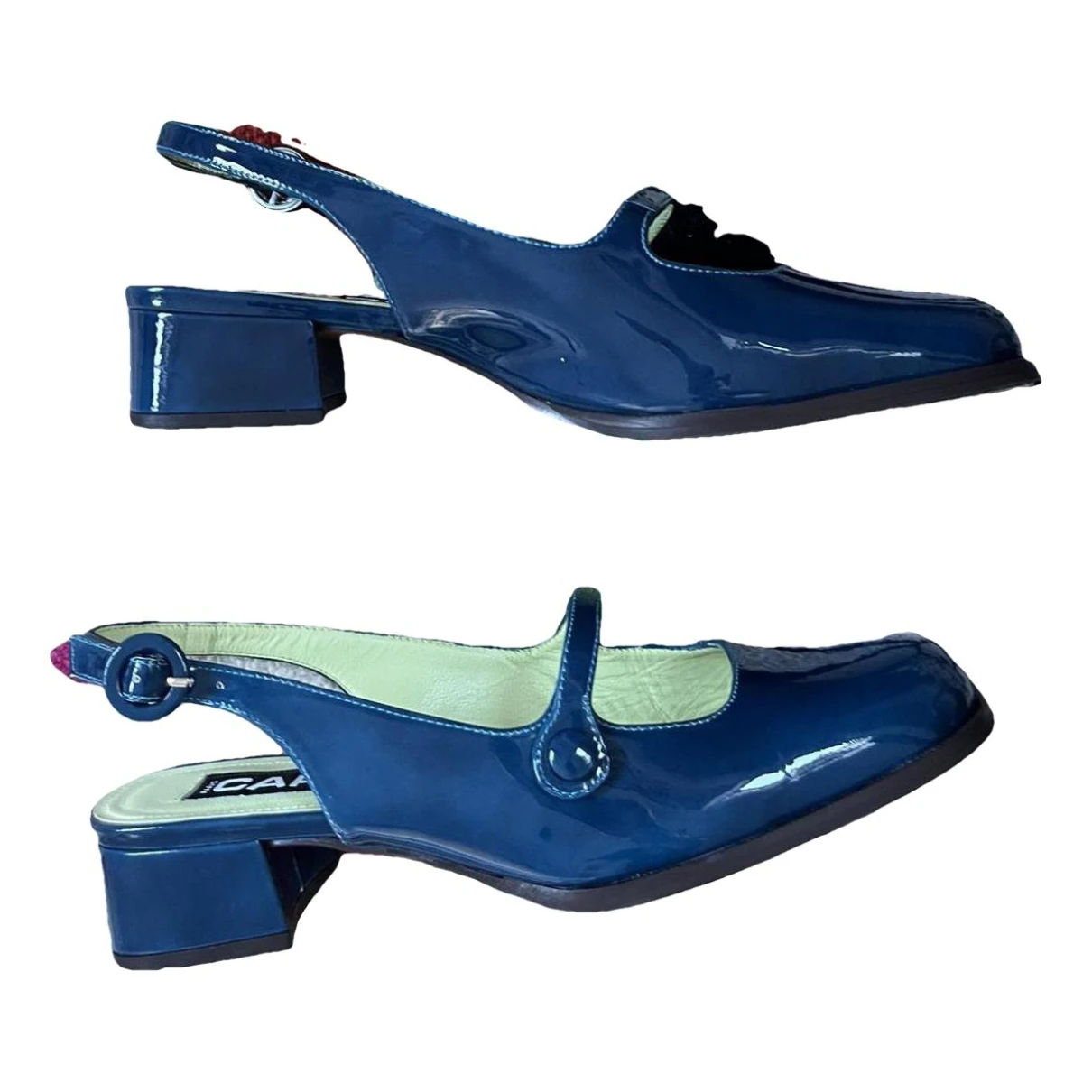 Pre-owned Carel Patent Leather Mules & Clogs In Blue