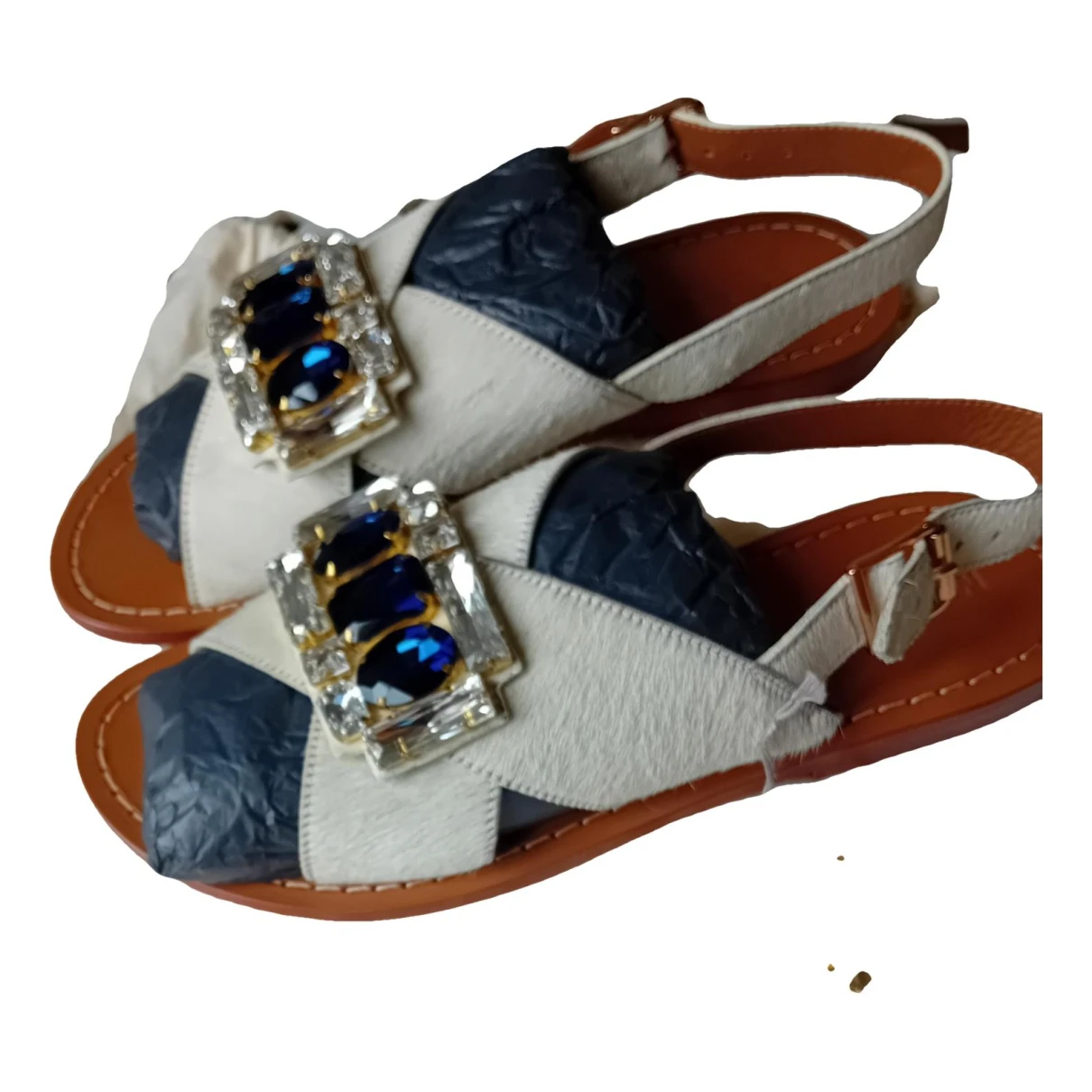 Pre-owned Marni Pony-style Calfskin Sandals In White