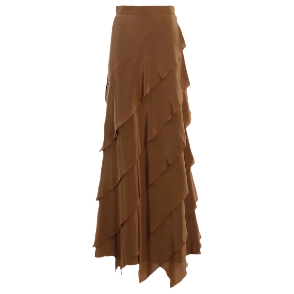 Pre-owned Max Mara Atelier Silk Maxi Skirt In Brown