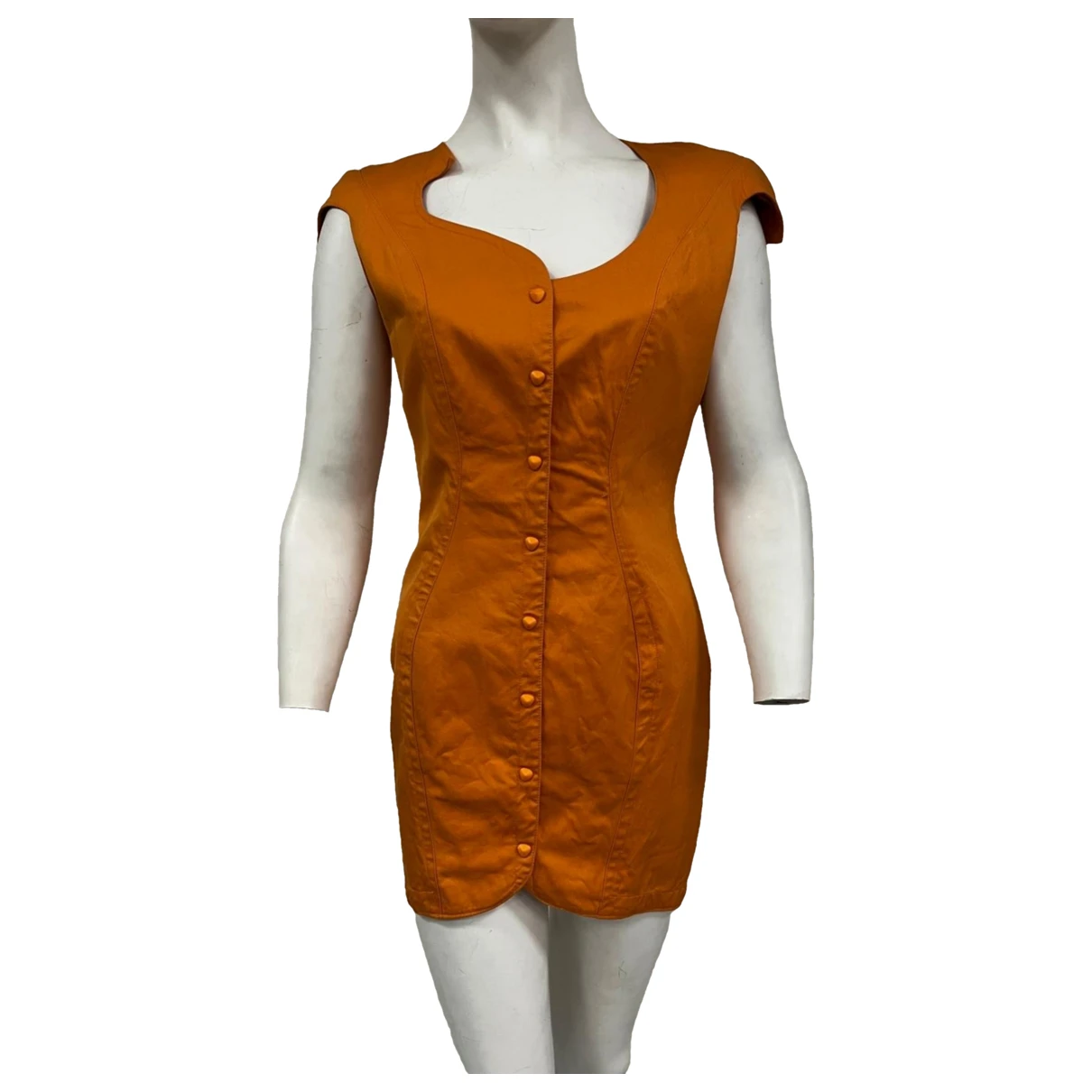Pre-owned Mugler Mini Dress In Orange