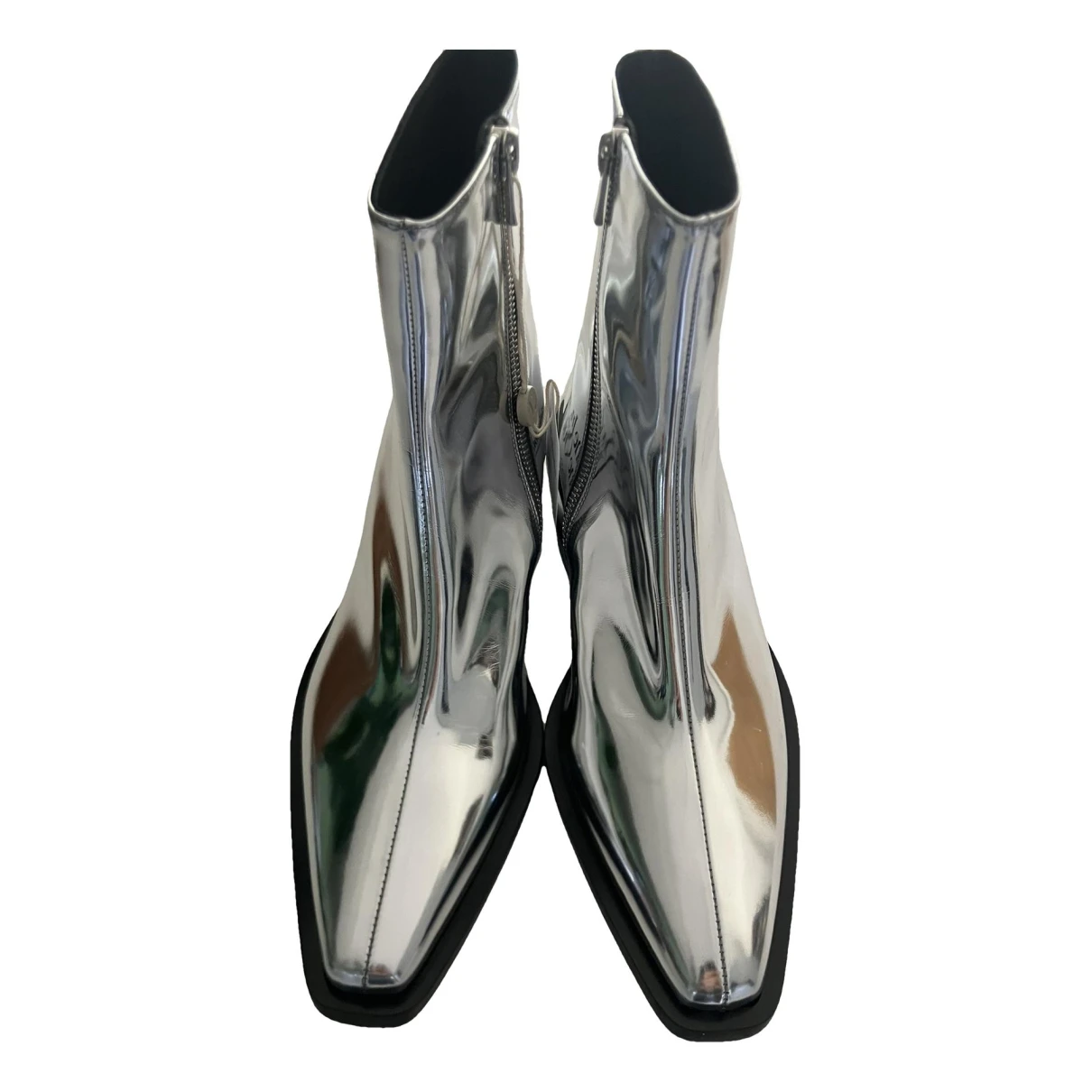 Pre-owned Proenza Schouler Leather Western Boots In Silver