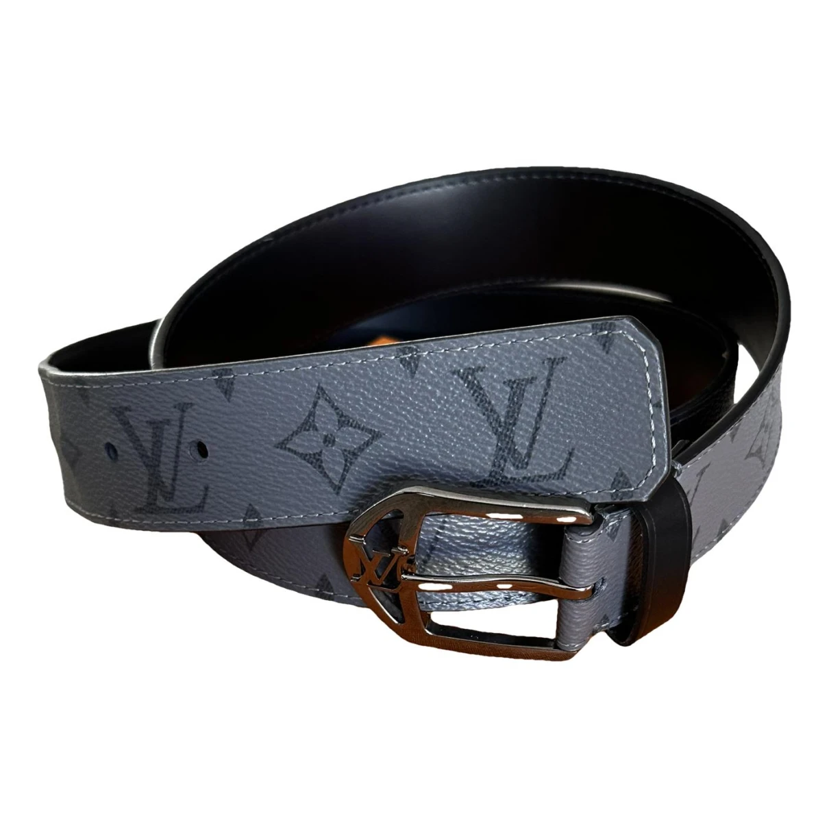 Pre-owned Louis Vuitton Cloth Belt In Grey