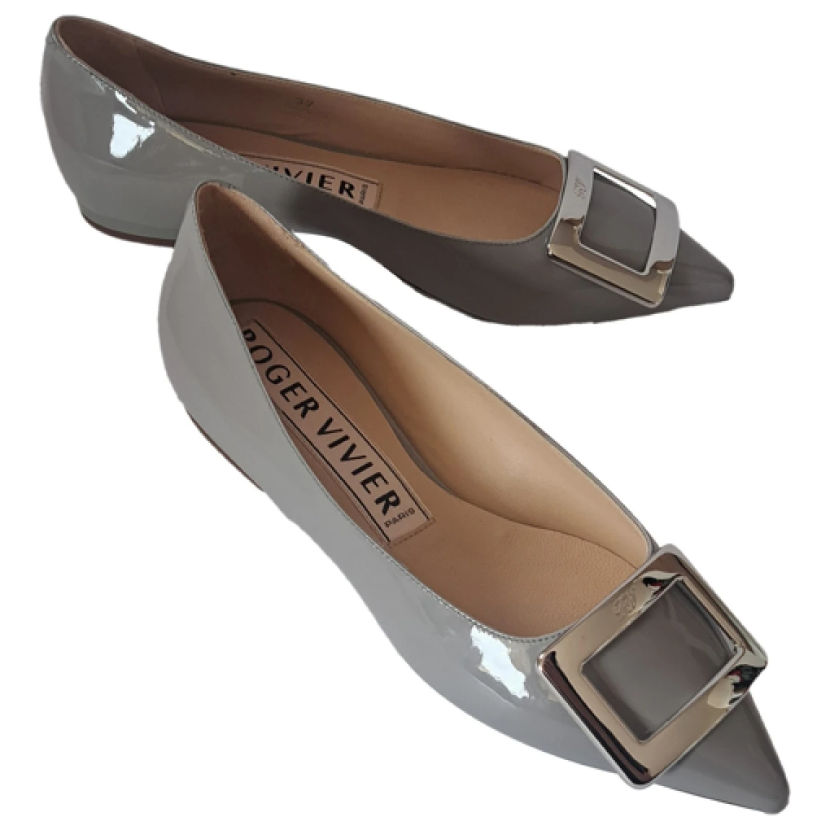 Pre-owned Roger Vivier Patent Leather Ballet Flats In Grey